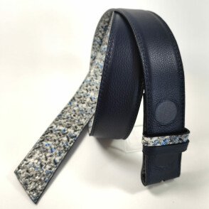Ceinture reversible femme Motif chiné bleu / Marine